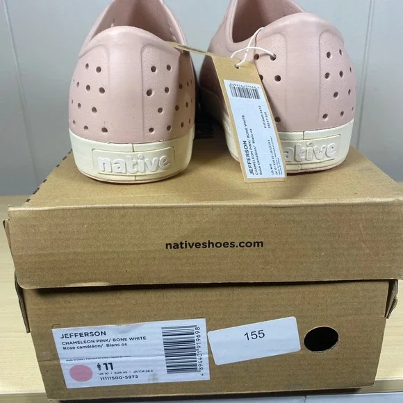 NEW IN BOX Native Jefferson Sugarlite Mens 11 Chameleon Pink Bone White Shoes - Picture 5 of 11